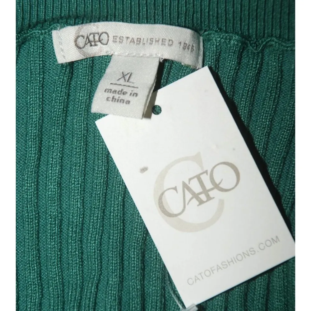 NWT Cato Est. 1946 Green Pullover Sweater Size XL Open Long Sleeve V-Neck Ribbed - Image 9