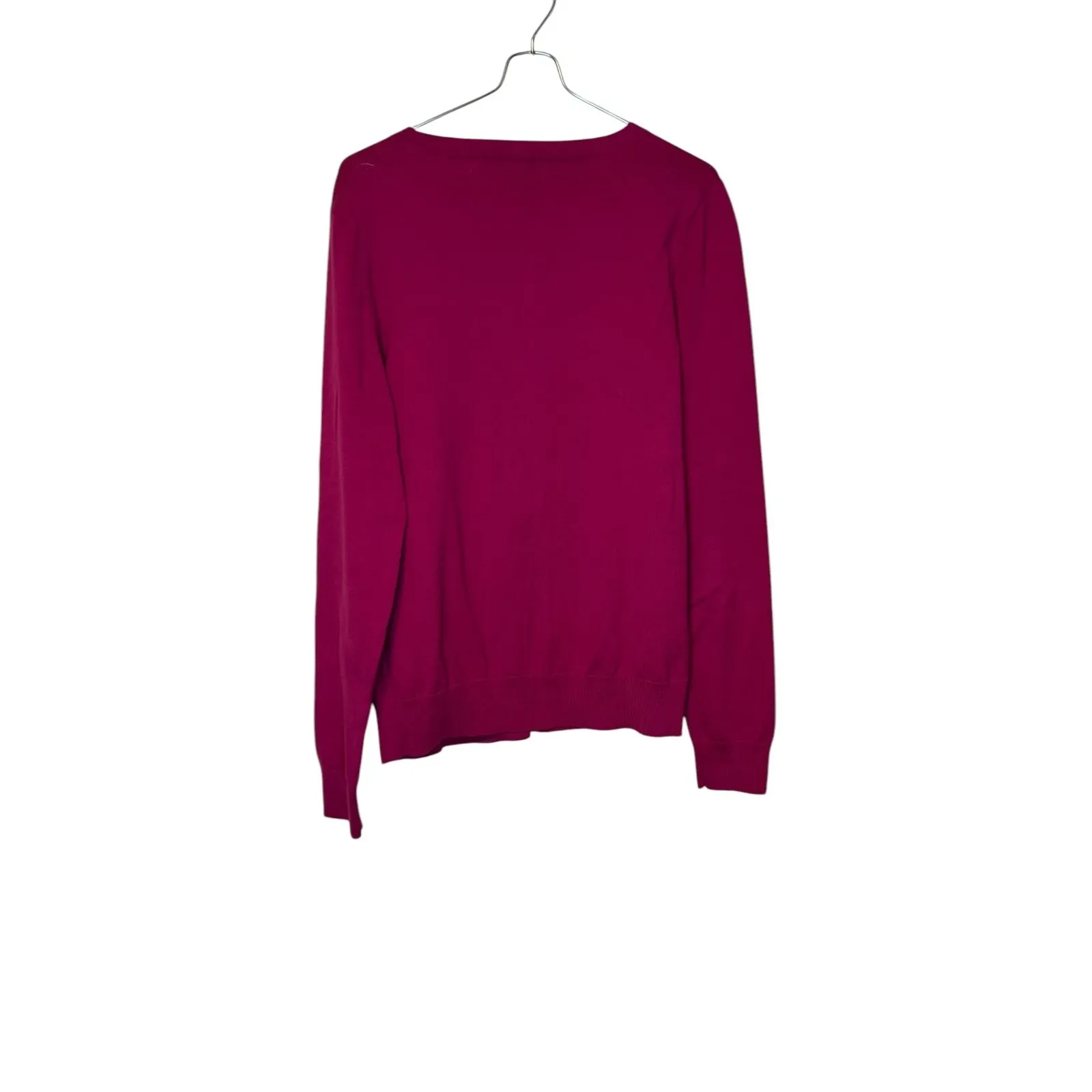 Talbots Women Cardigan Sweater Knitted Long Sleeve‎ Pima Cotton  Hot Pink Medium - Image 8