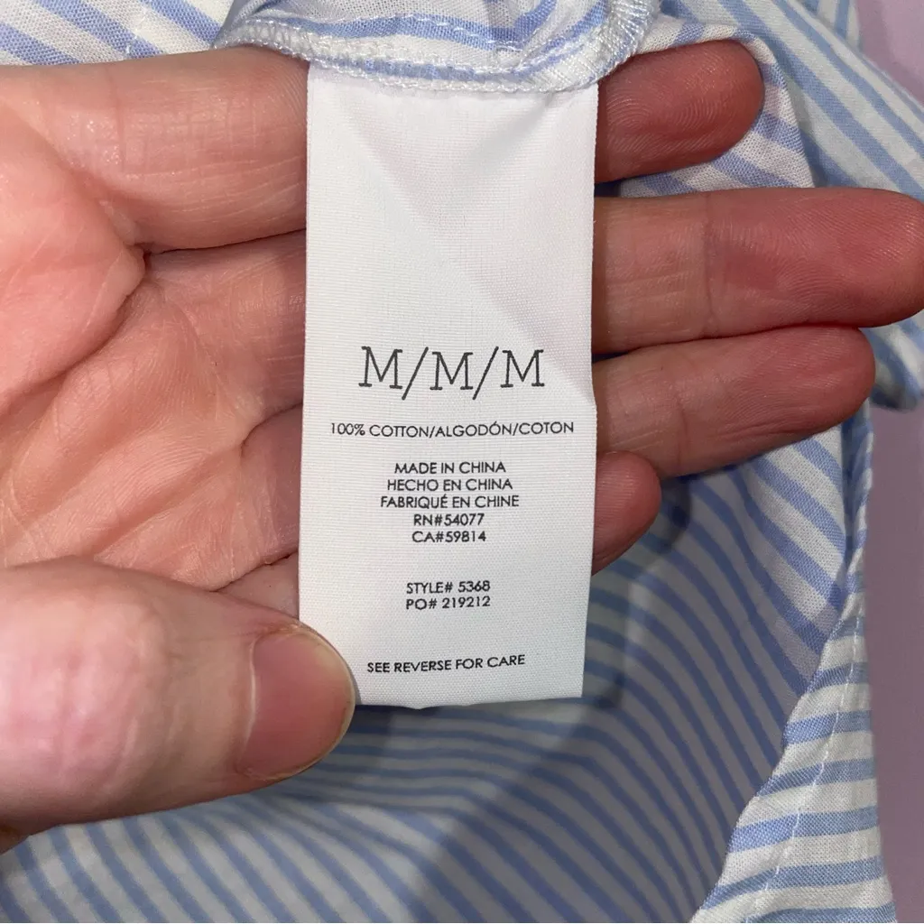 CAbi Whitney Shirt Women Size M Button Up Ruffle Sleeve Preppy Office Career - Image 7