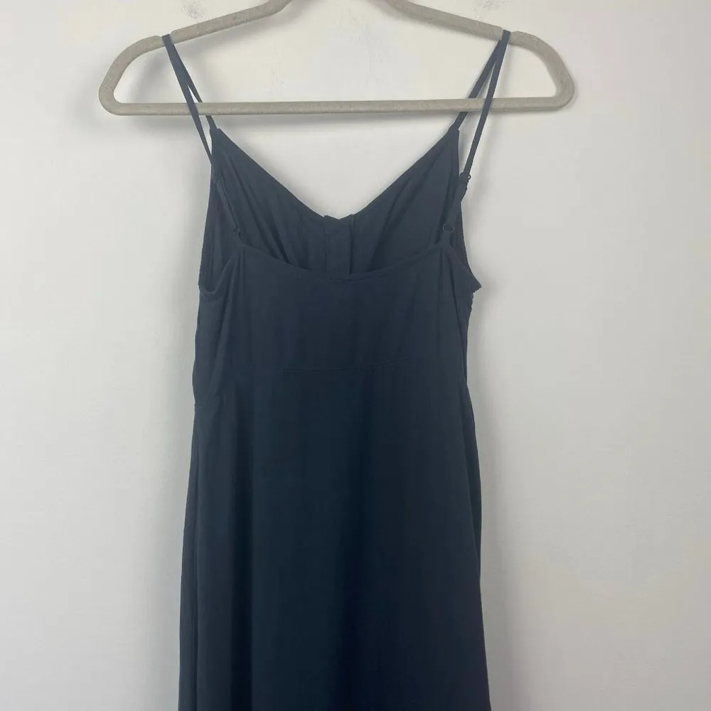 TOPSHOP Blue Gray Grey Keyhole Knotted‎ Midi Dress Linen Blend US 4 - Image 10