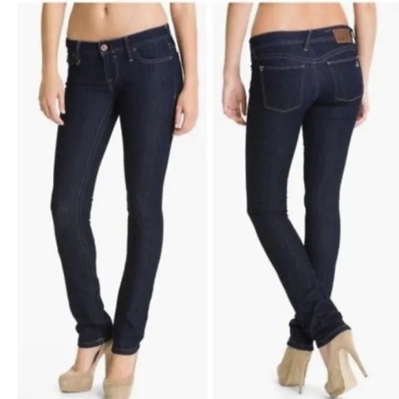 DL1961 Kate Slim Straight Dark Blue Wash Denim Jeans Low Rise Stretch Womens 26 - Image 2