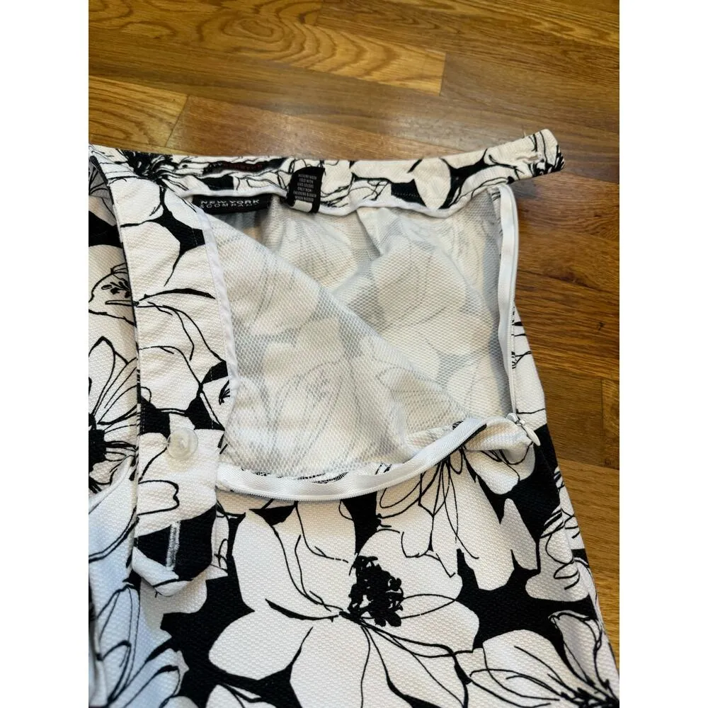 New York & Company Women’s 6 City Stretch Black White floral Flower Pants - Image 8