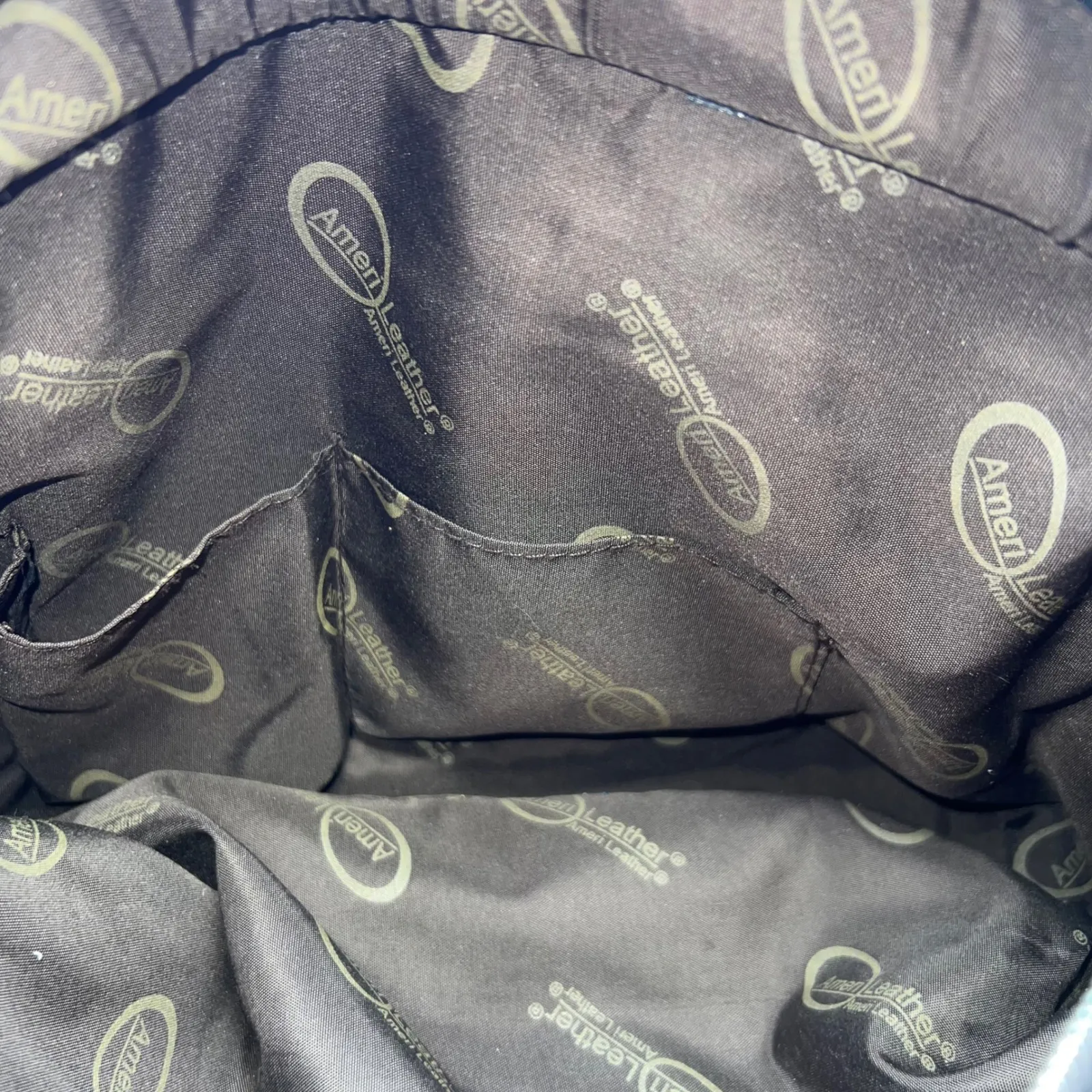 AmeriLeather Black Textured Leather Tote Bag Top Handle Silver Hardware - Image 4