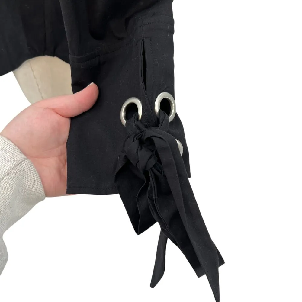 C/MEO Collective Black Long Sleeve Button Down Grommet Tie Sleeve Size Small - Image 8
