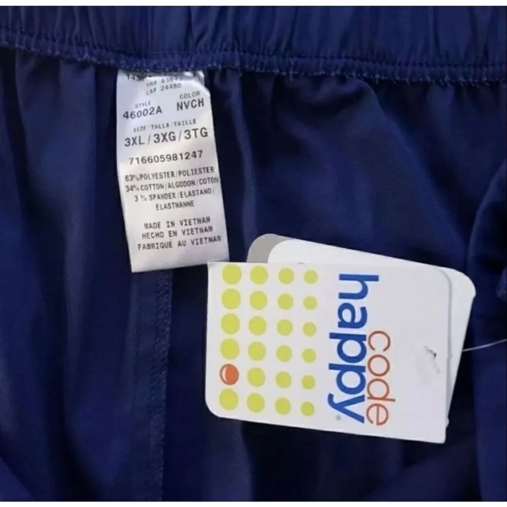 Code Happy Women Mid Rise Moderate Flare Drawstring Scrub Pant 3XL Blue 46002AP Size 3X - Image 7