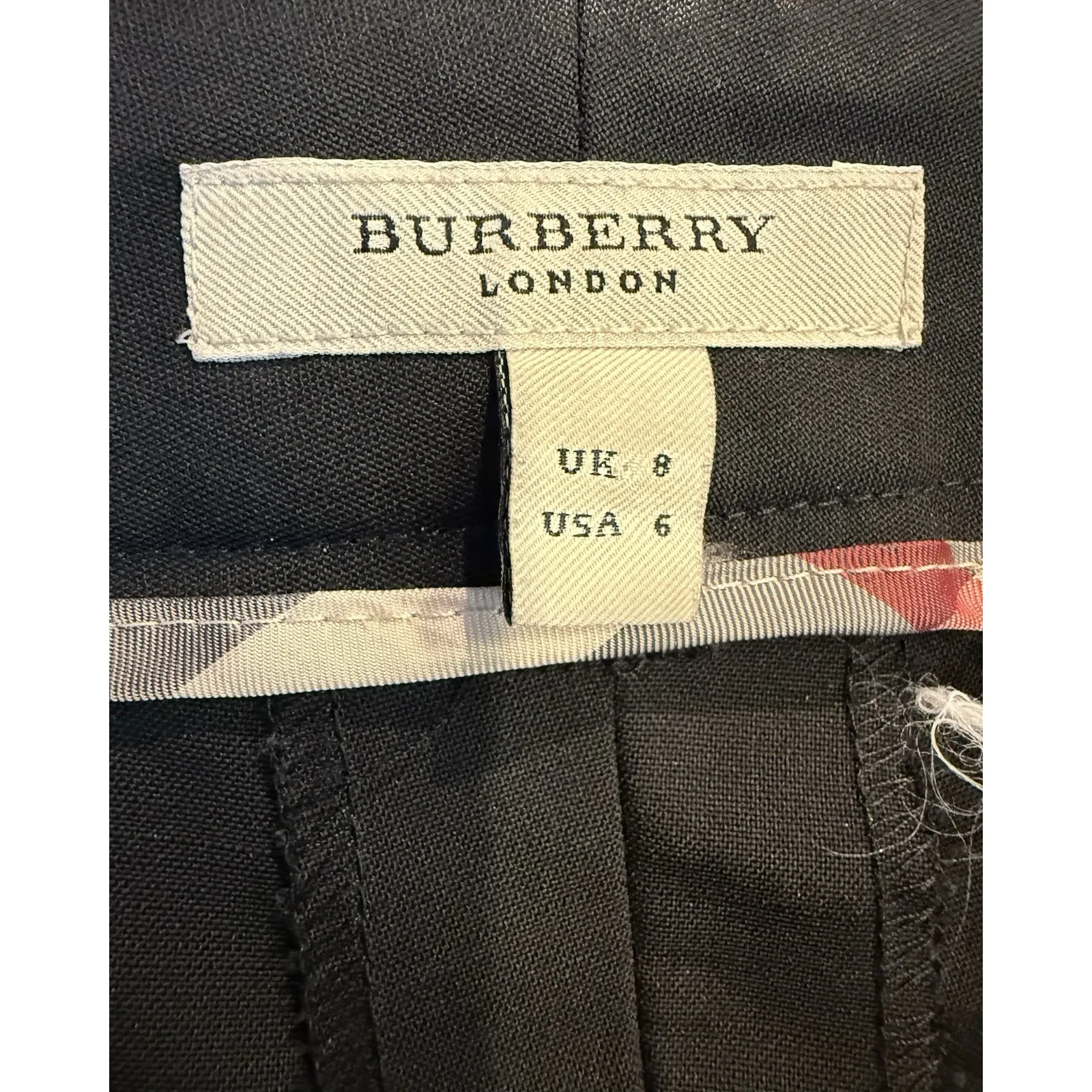 Burberry London Wool Blend Black Dress Pants Mid Rise Straight Leg Trousers US 4 - Image 4