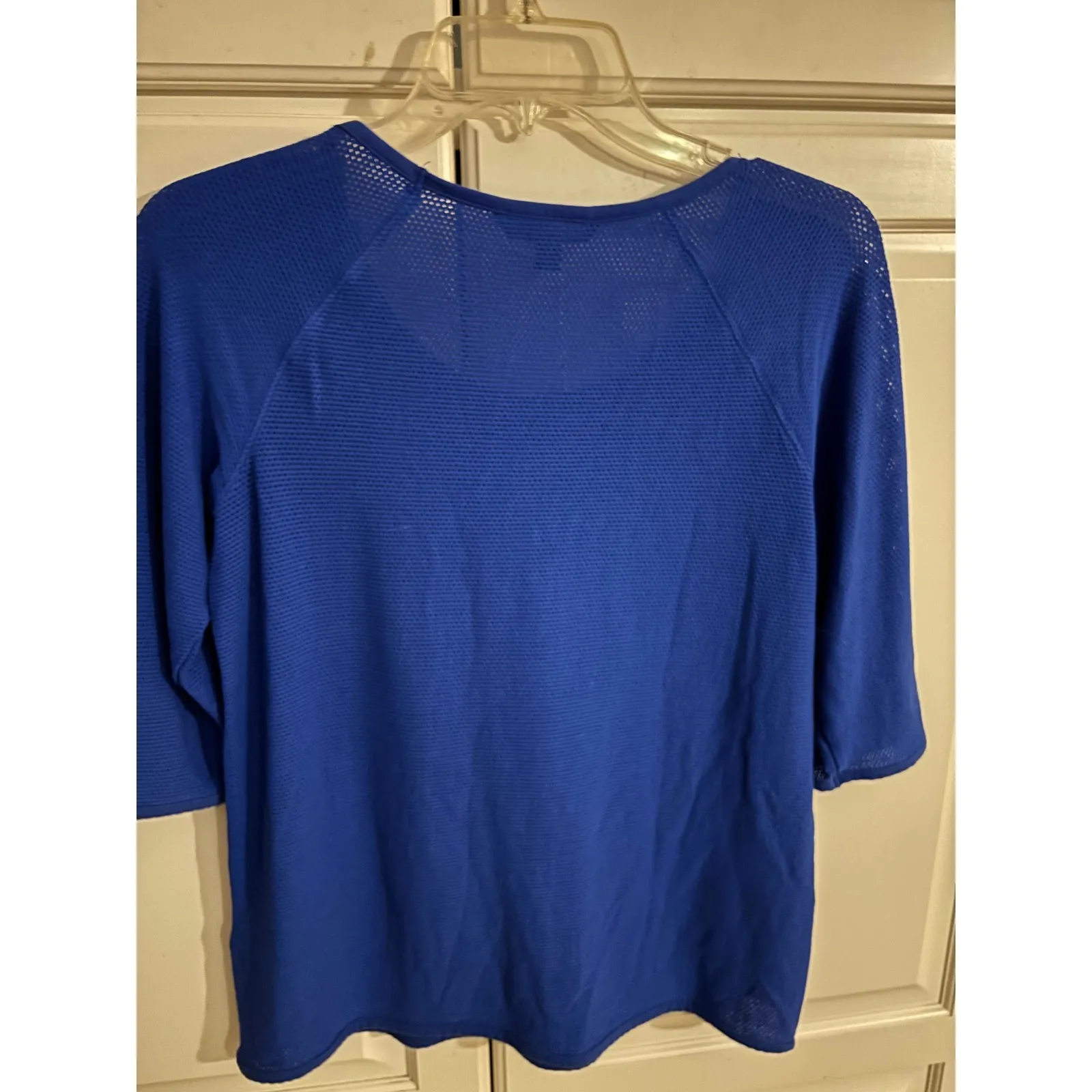 LAUREN Ralph Lauren Womens Blue Textured Knit 3/4 Sleeve Top M - Image 5