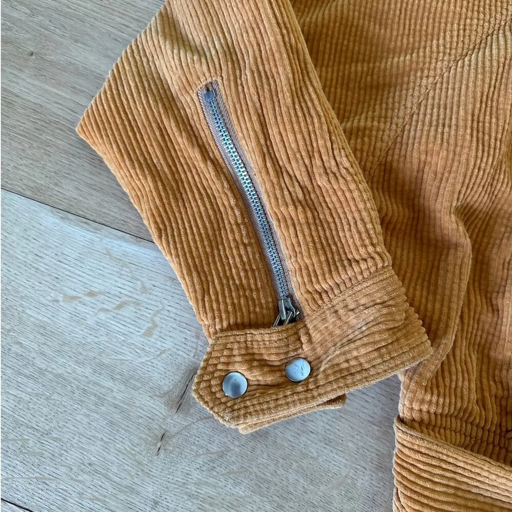Free People - Slouchy Corduroy Moto Jacket in Orange - Image 4