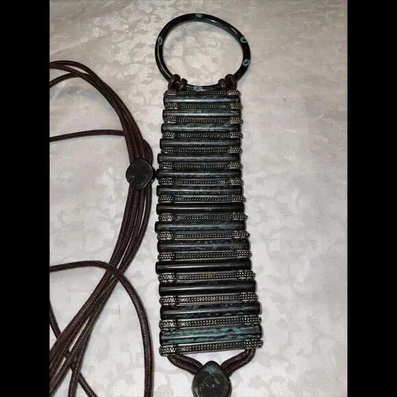 Womens Green Copper Like Belt String Closure Tie‎ Around Brown - Image 6