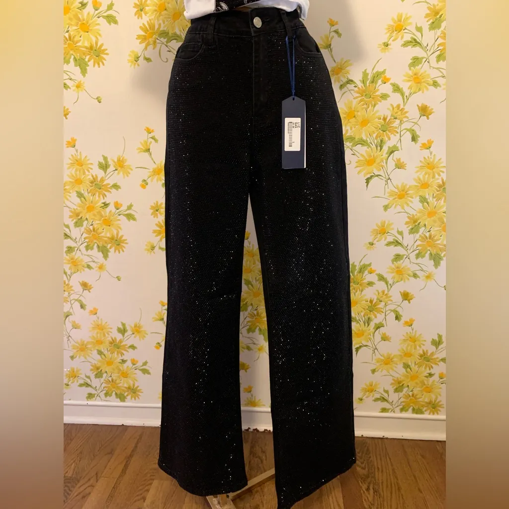NWT high waist rhinestone jeans in black size 5 - Image 5