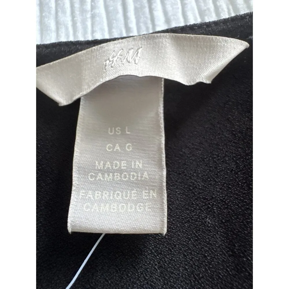 NWT H&M Little Black Dress Belt Career Work Summer Casual Slinky High Neck Large - Image 2