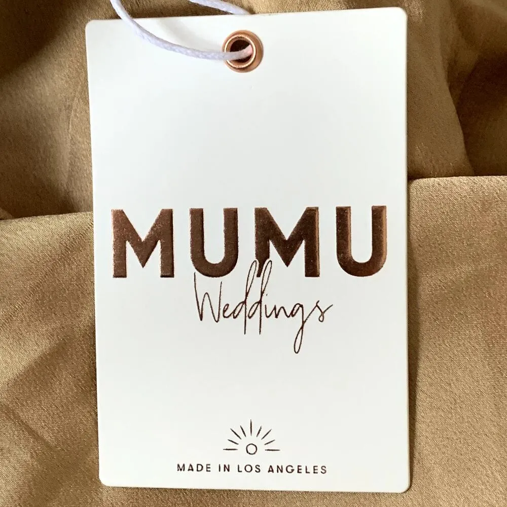 NWT Show Me Your Mumu Jasmine Halter Midi Dress in True Gold Luxe Satin - Image 9