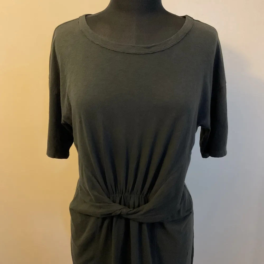 4. Aerie Ruched Black Casual Dress Ruched Waist Size Medium 100% Cotton - Image 2