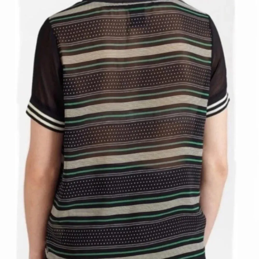 NEW Scotch & Soda Maison Scotch Black Stripe Sheer Top Y2K Indie European Size 1 - Image 2