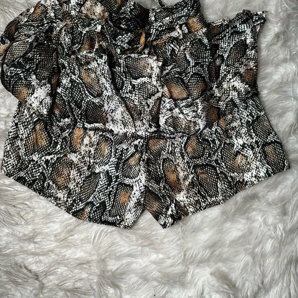 Zara Snake Print Micro Mini Skort Skirt - Image 5