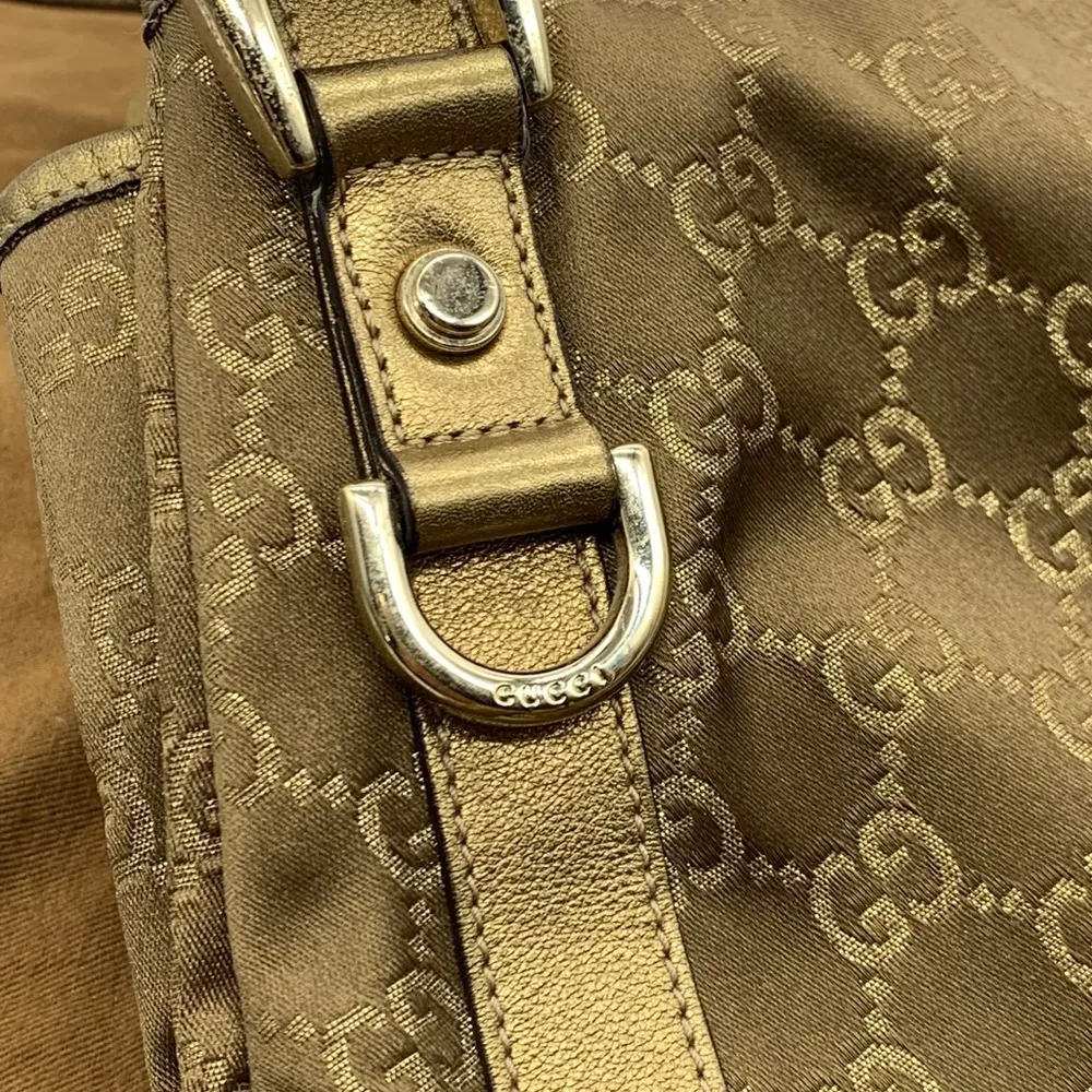 Gucci Limited Edition Abbey Brown Gg Fabric Gold Vintage Bag - Image 15