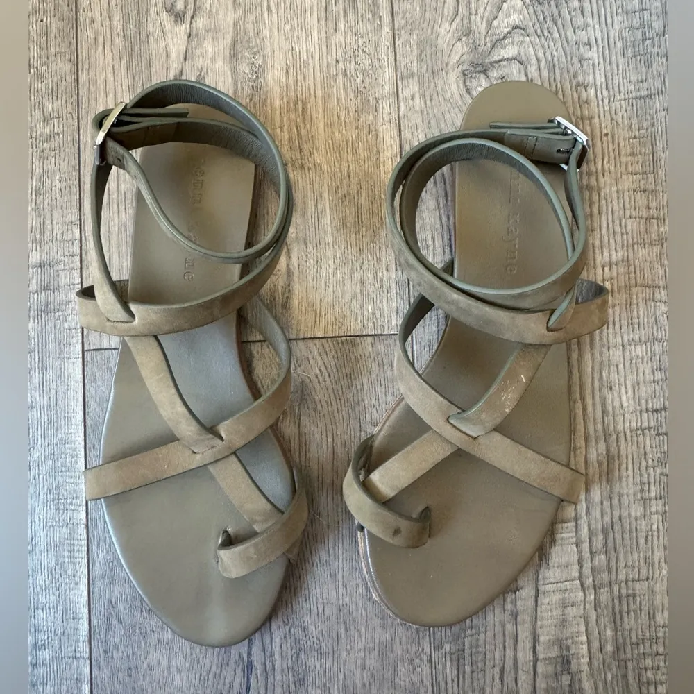 Jenni Kayne Oiled Leather Strappy Sandals Laurel Olive Green Size EU 37 - Image 3
