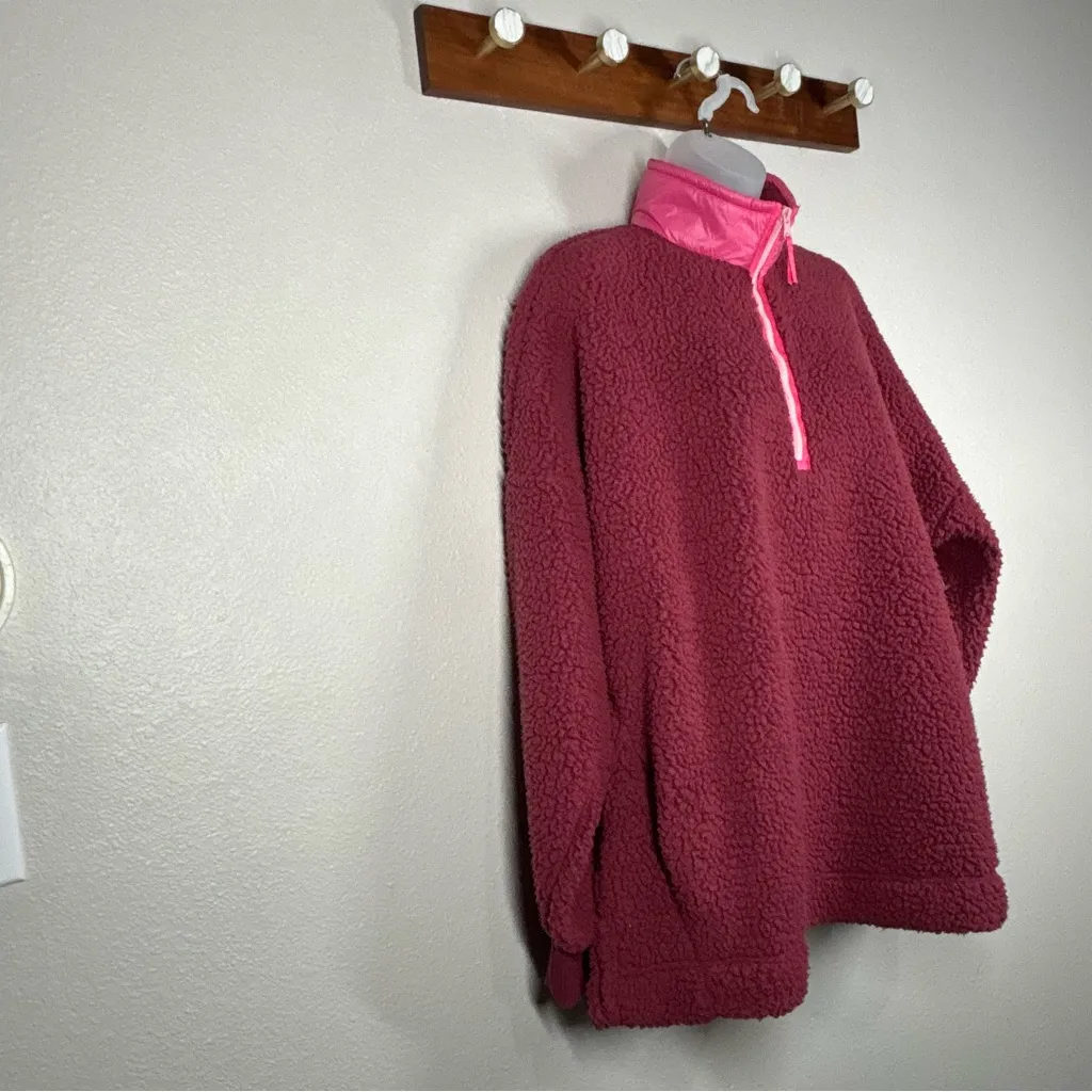 Aerie Pink Sherpa Pullover Size Large Valentines - Image 3