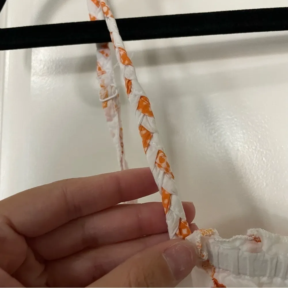 Volcom  White with Orange Embroidered Pixie Dust Button Front Cami Tank - Image 2