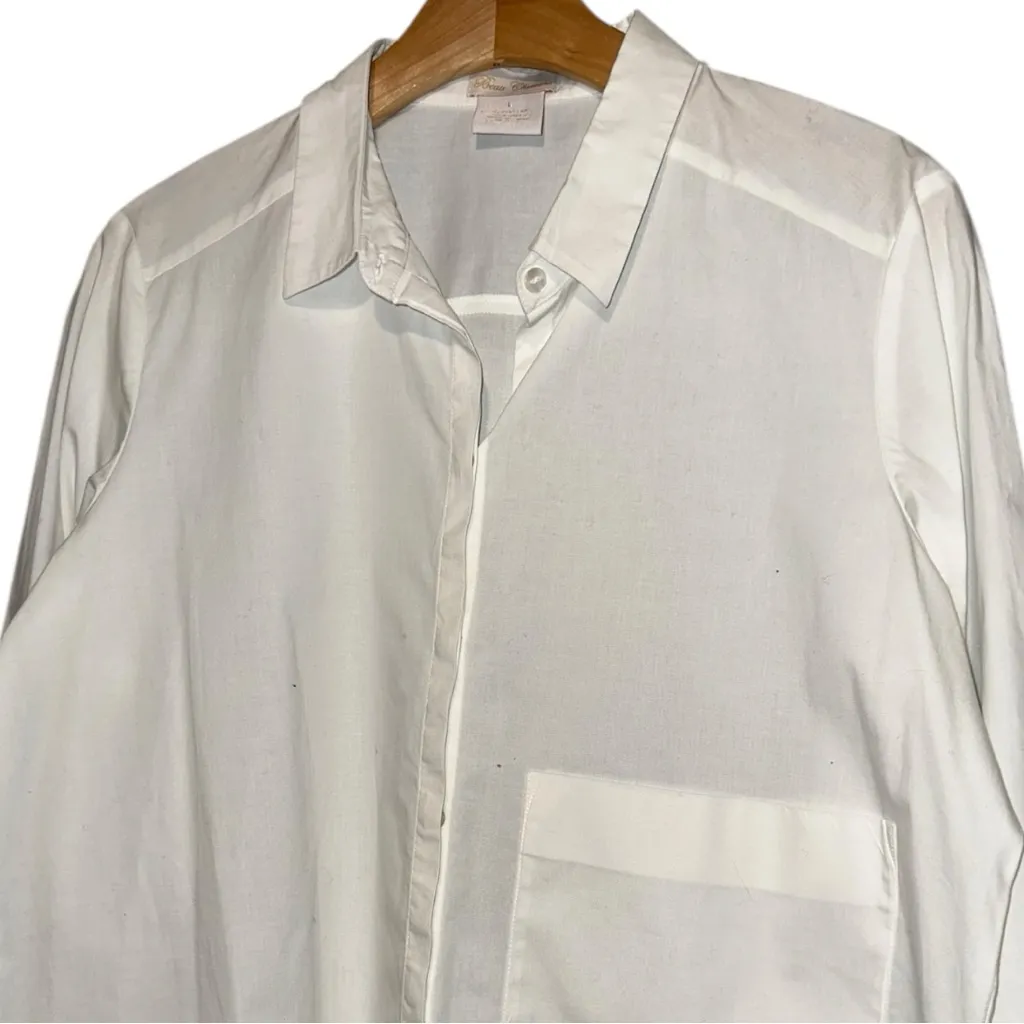 Beau Chemise Women’s Size L White Oversized Pocket Front Button Down Shirt Size L - Image 3