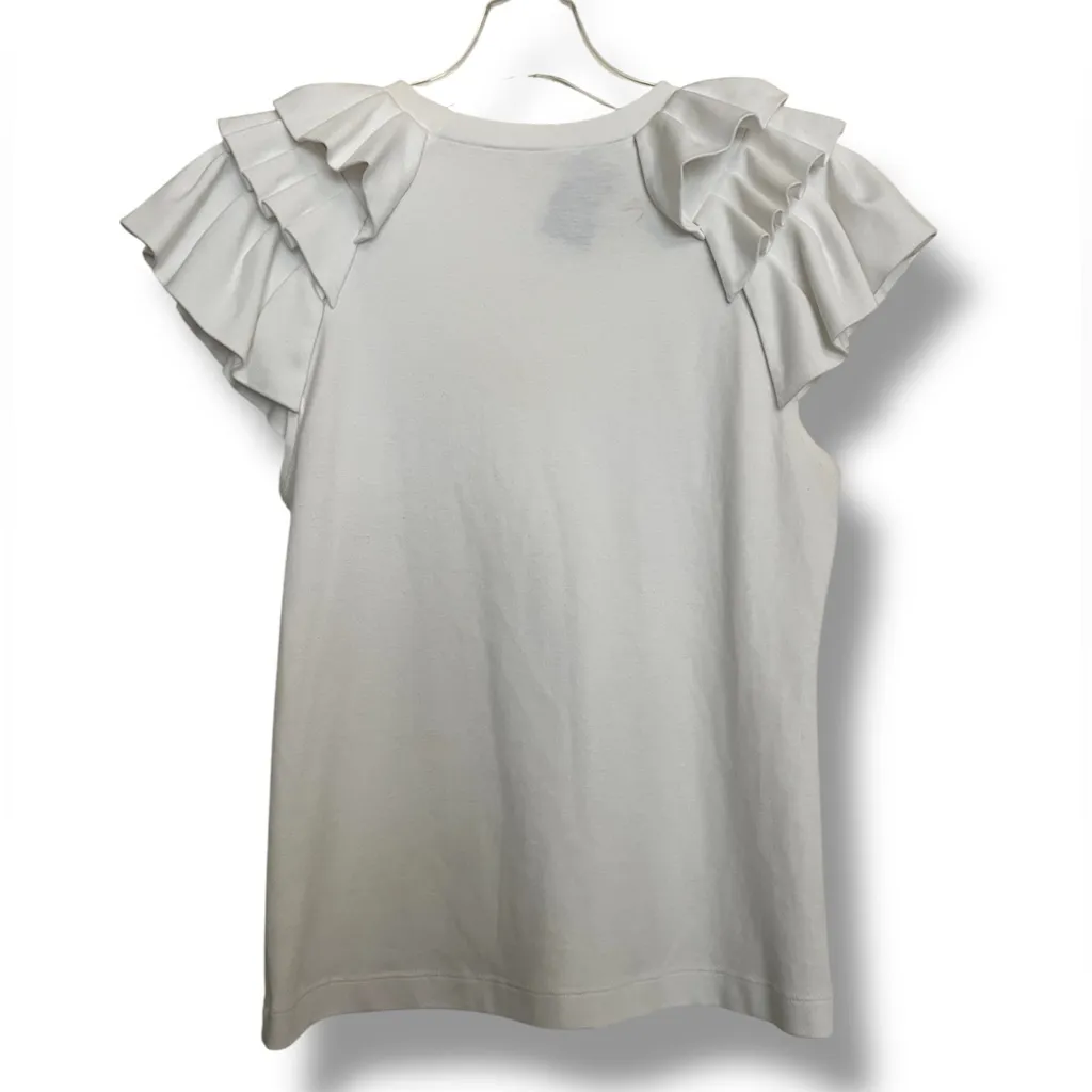 Alexis White Tiered Ruffle Sleeve Tshirt - Image 3