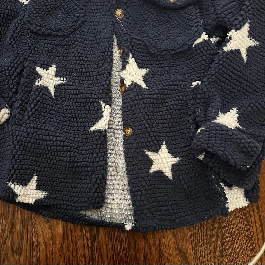 Navy Star Sherpa Jacket size S/M | Teddy Bear sweater button jacket - Image 3