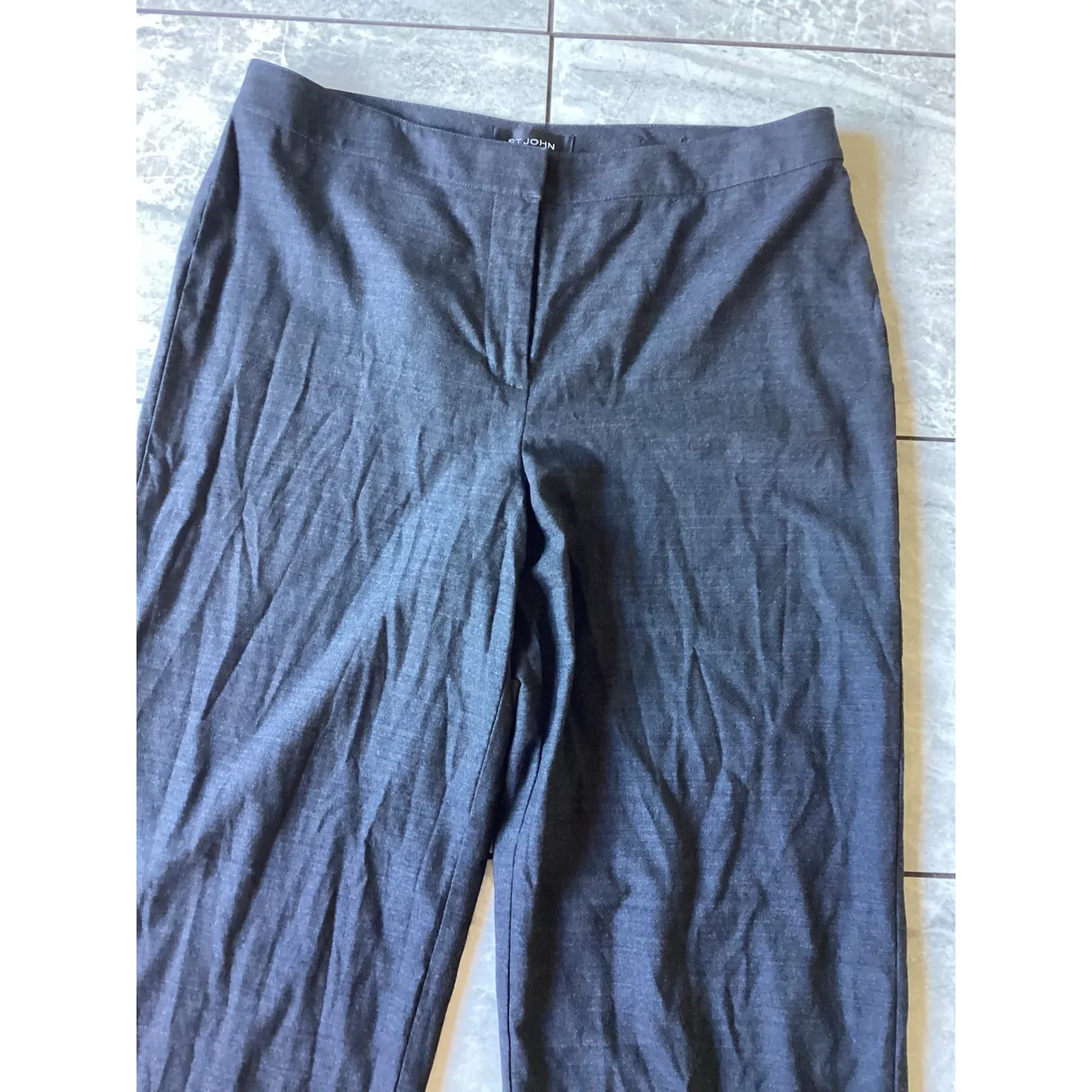 ST JOHN Diana Wool Blend Tailored Dress Pants Womens Size 12 Charcoal Grey - Image 2