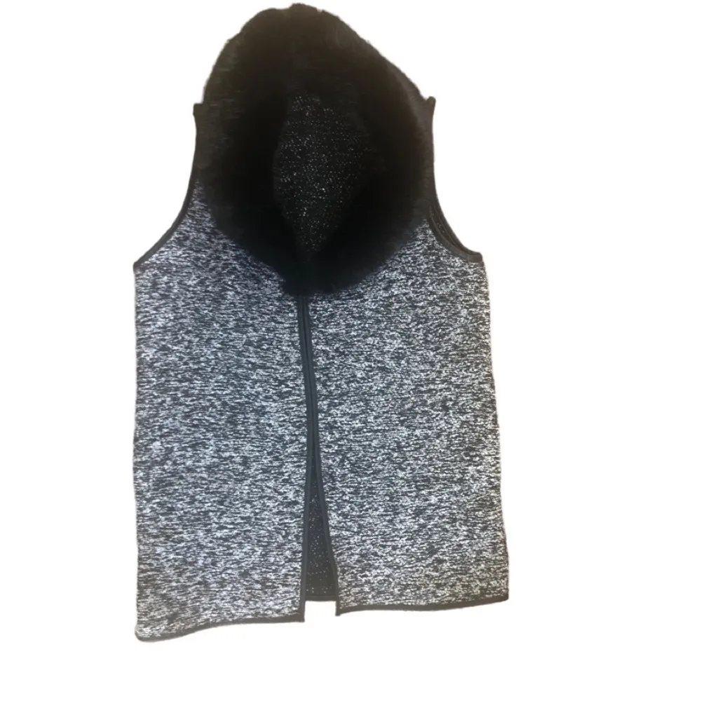 Talbots Open Wool Blend Tweed Sweater Vest M  Detachable Collar Leather Accents - Image 2