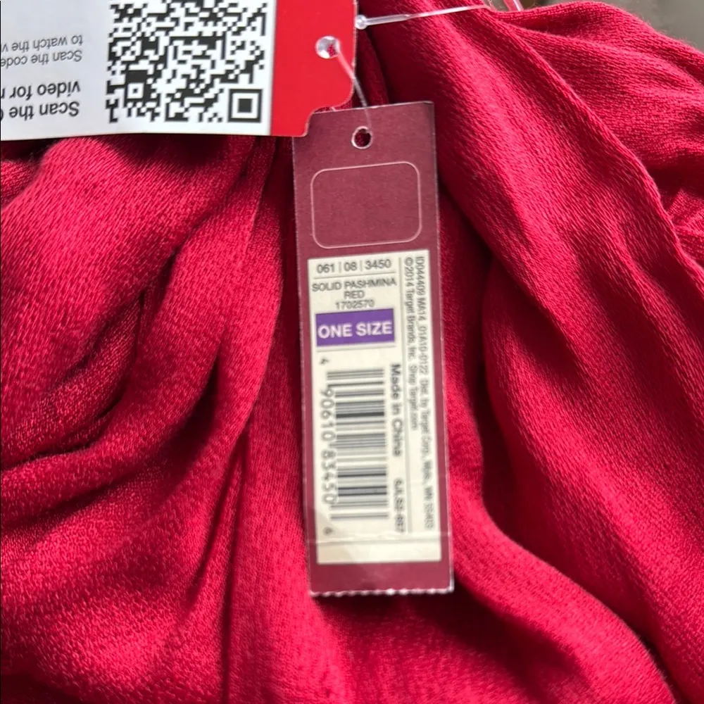 Merona Red Scarf Elegant Lightweight Wrap - Image 7