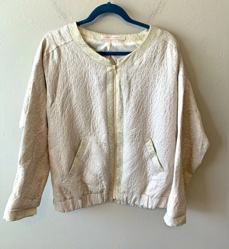 Virginie Castaway Anthropologie gold tone quilted jacket size 3‎ - Image 1
