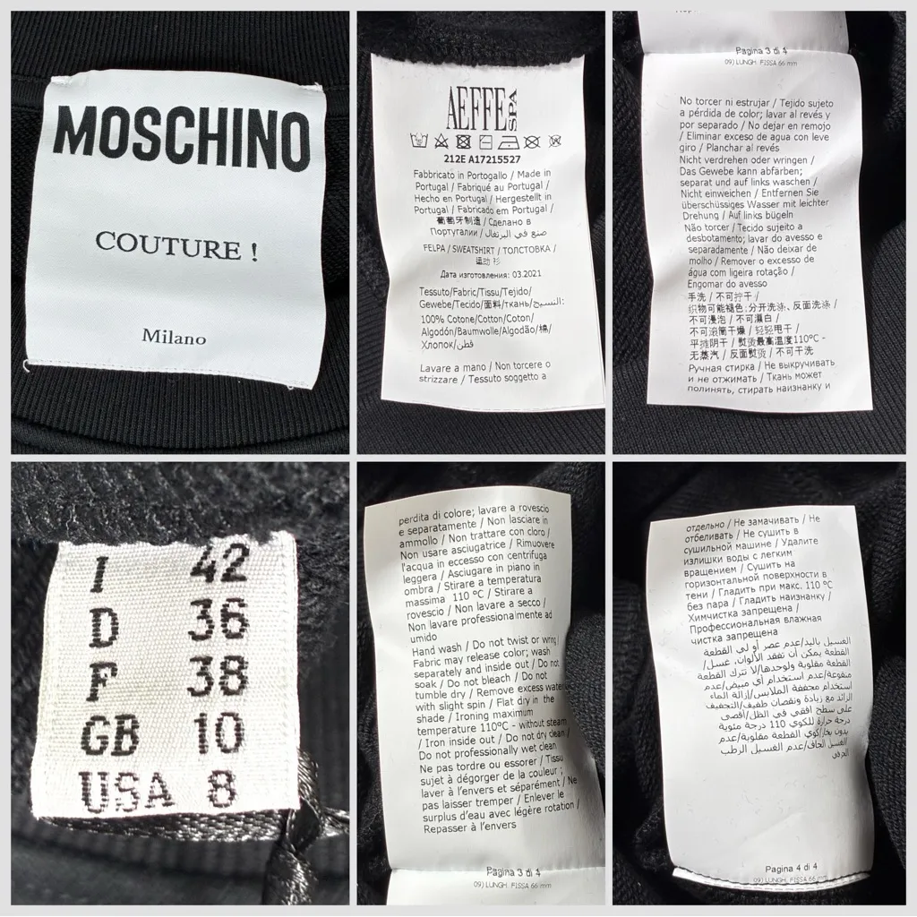 Moschino Couture Logo Double Question Mark Crewneck Sweatshirt Black US 8 NWT - Image 8