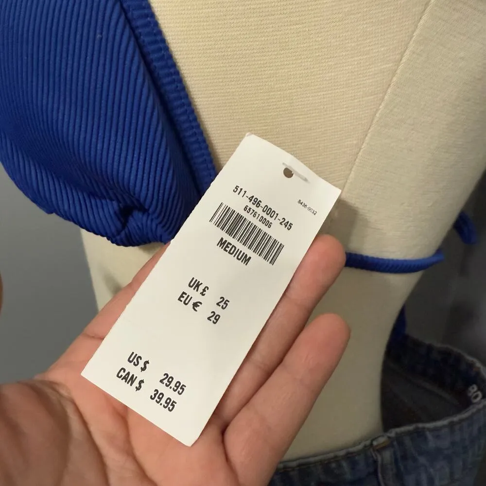 Womens  Triangle Bikini Top, Blue, M - Image 3