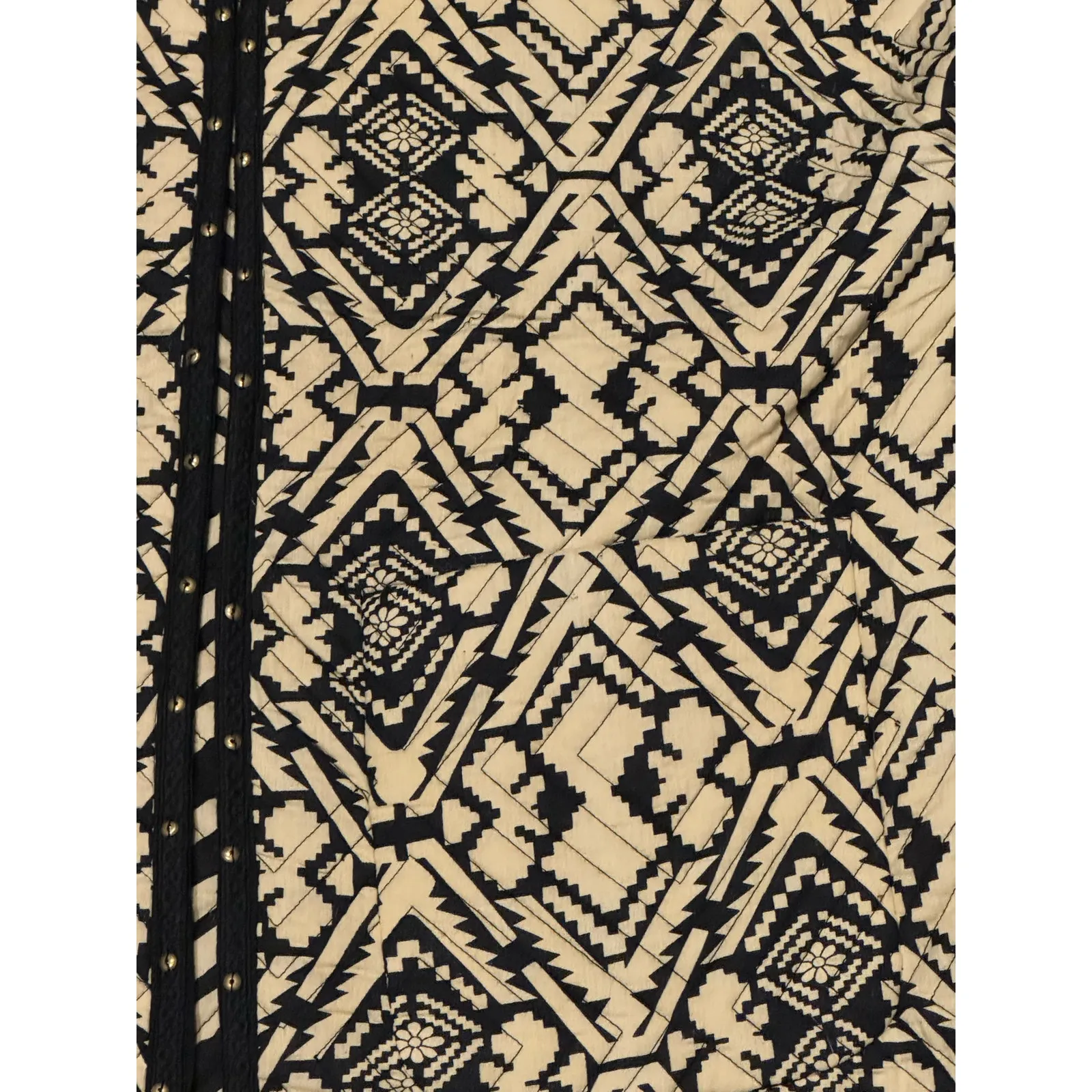 Anthropologie Simona Quilted Vest round neck navy & tan colorblock size medium - Image 10