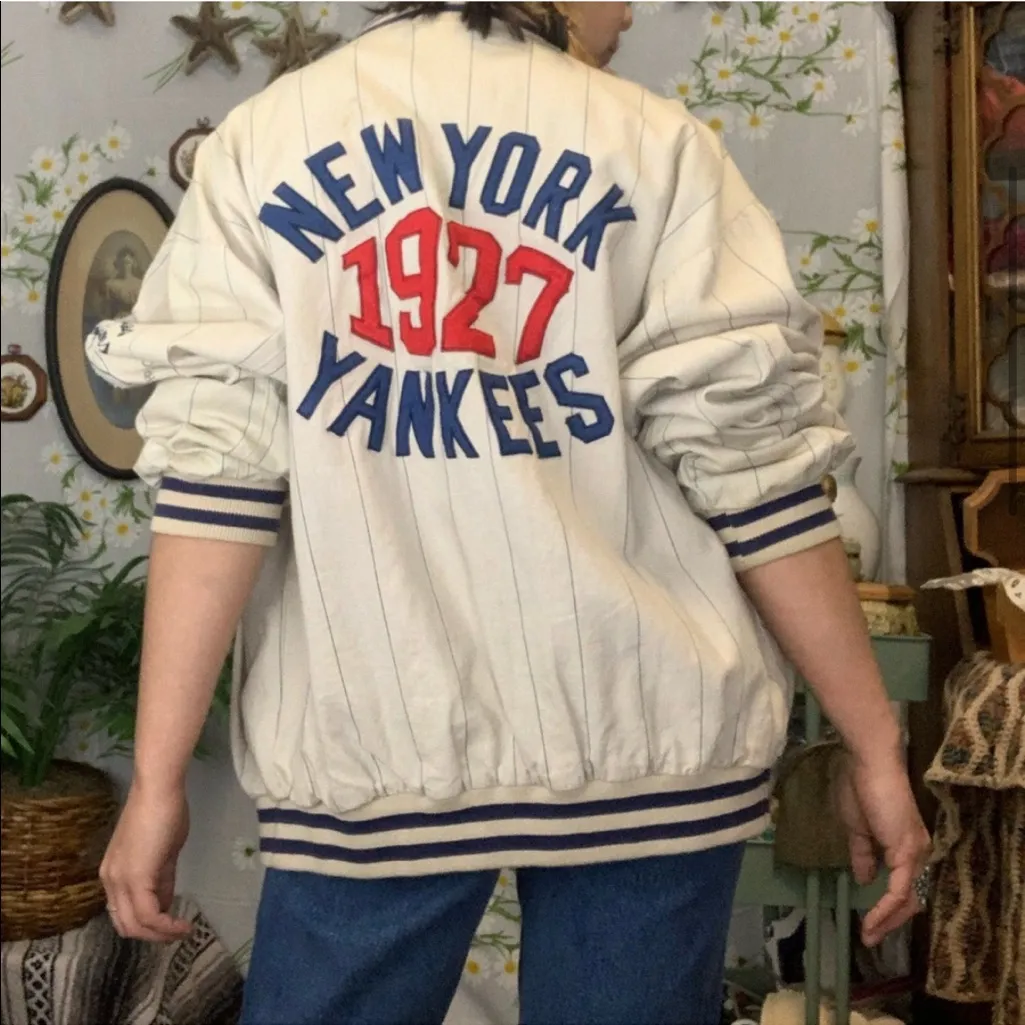 VTG 1927 MLB Hall of Fame Mirage Baseball Jacket Blue Size XL - Image 2