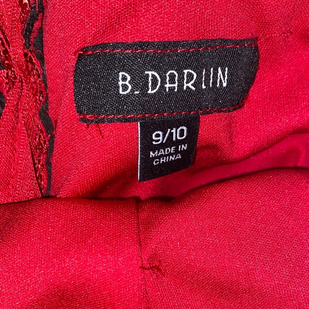 B Darlin Red Sequin Prom Dress - Image 4