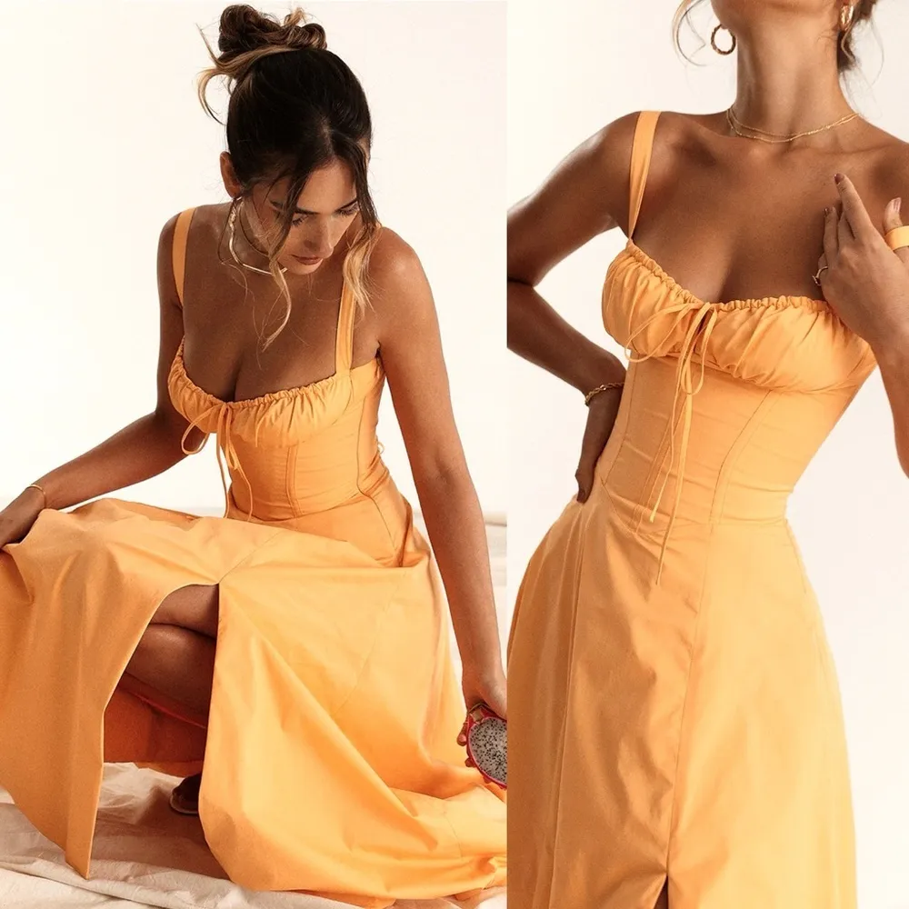 HOUSE OF CB‎ 'Carmen' Tangerine Bustier Sundress orange NWOT size XS - Image 2