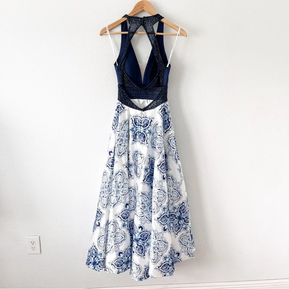 Camille La Vie Floral Halter Maxi Gown in Blue - Image 7