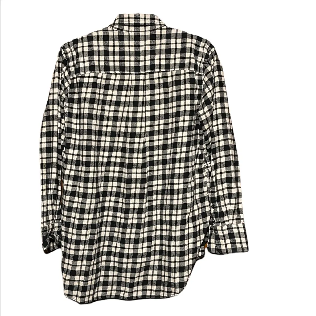 Madewell Woman's Button Down Flannel Black & White Shirt Size Small - Image 7