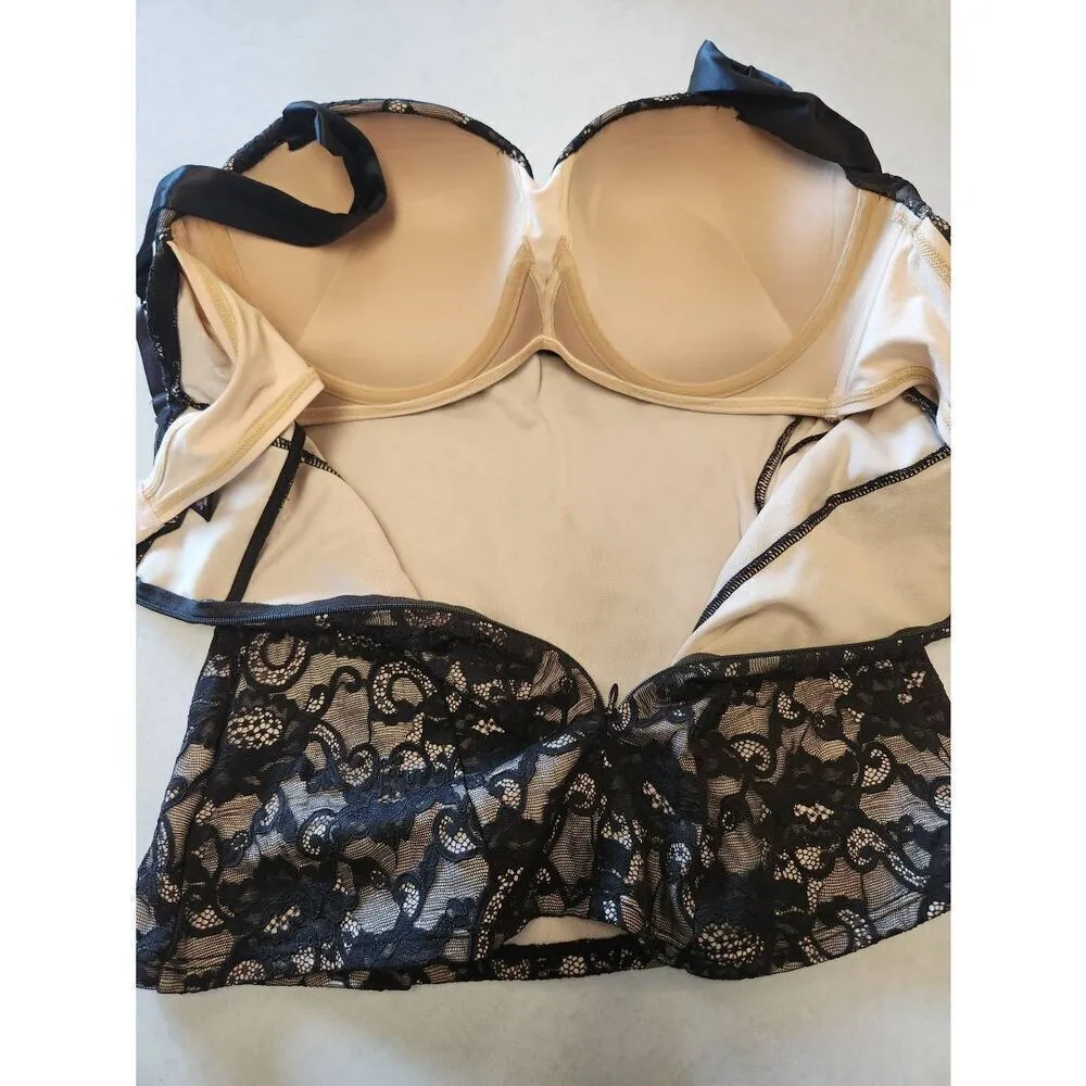 Victoria's Secret 36C Very Sexy Miraculous Bombshell Black Lace Floral Zip Up Ta - Image 3
