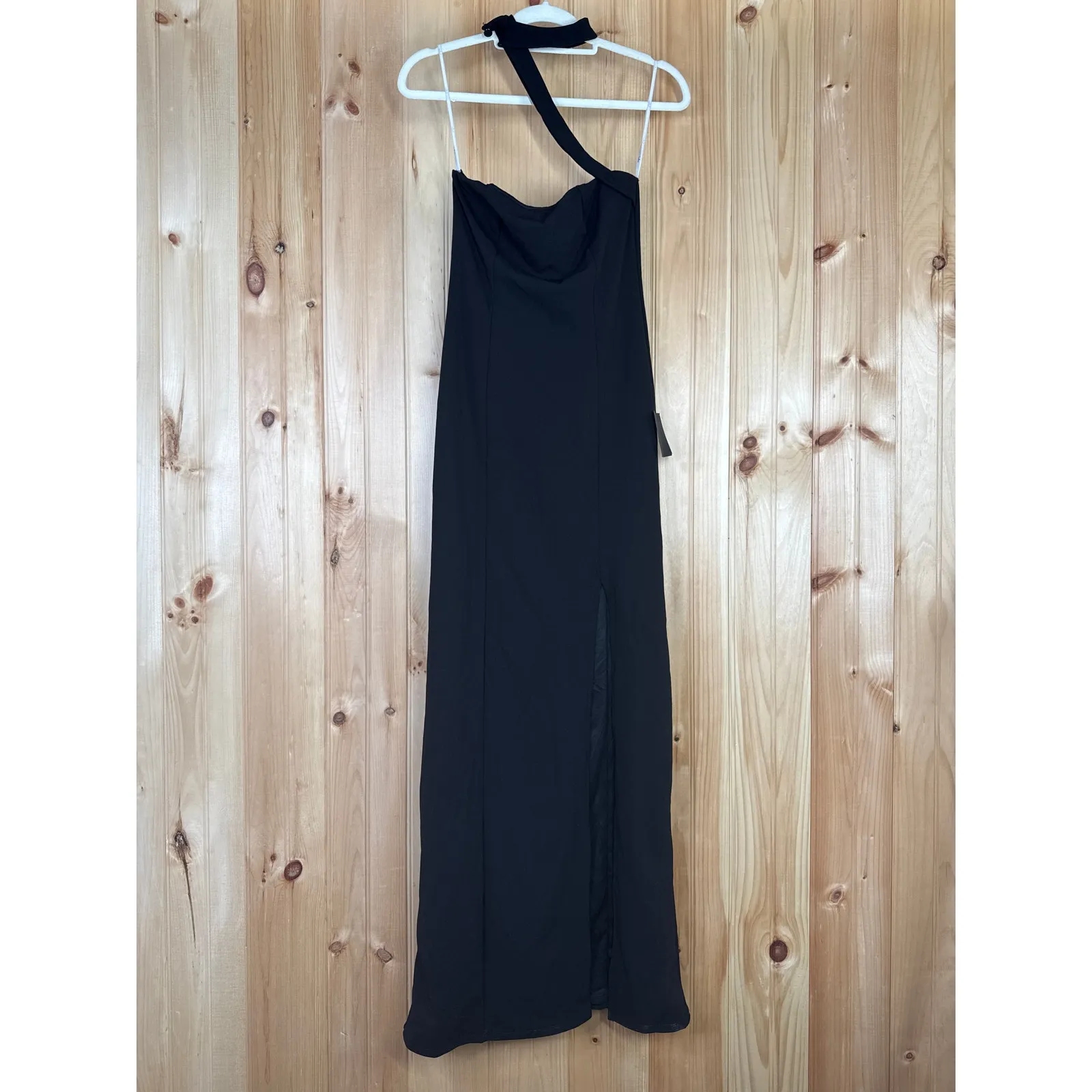 NWT Lulus Seraphina Black Asymmetrical Column Maxi Dress Dinner Gala Size S - Image 2