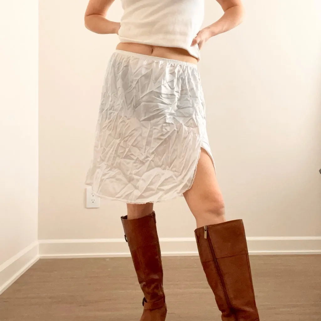 Vintage White Slip Mini Skirt Size L - Image 2