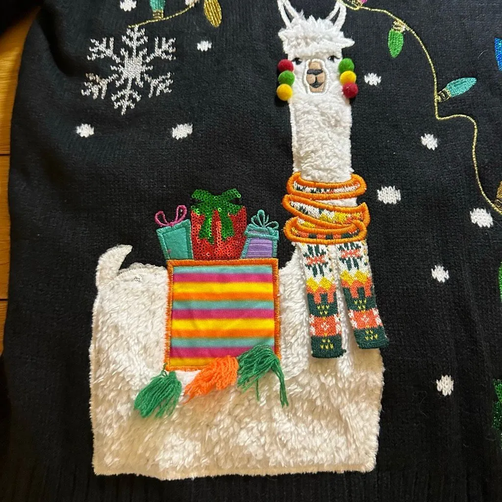 Happy Llama Days ugly Christmas sweater 1x Black Size XL - Image 3