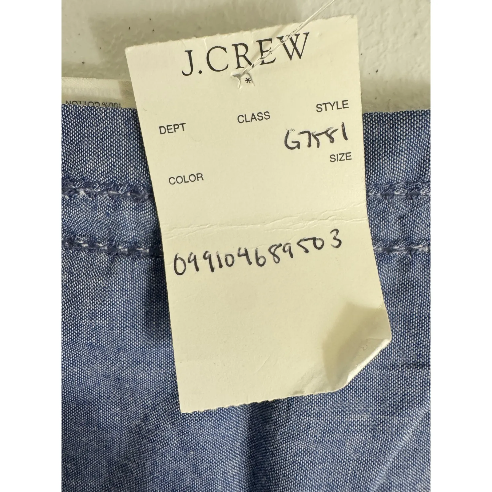 J.Crew Chambray Pocket Square Handkerchief Blue 100% Cotton G781 scarf old stock - Image 3