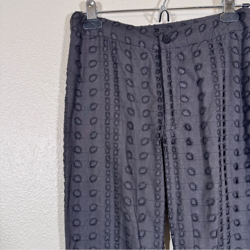 Anna Sui Black Eyelet Lace Trouser Dress Pants Womens 6 Whimsigoth Preppy Fall - Image 9