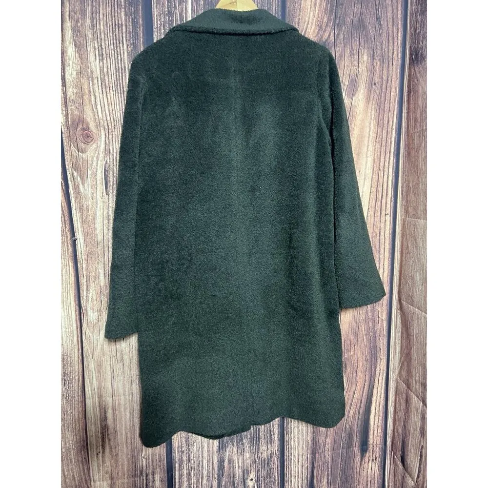 Sofia Cashmere Coat XL 14 Green Wool Alpaca Luxury Minimalist Soft Lined Women - Image 12