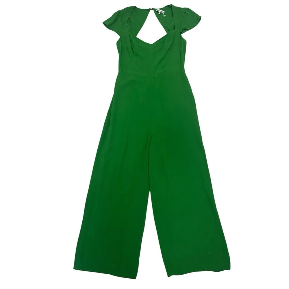 Reformation Luna Jumpsuit Wide Leg Sweetheart Neckline Kelly Green Women’s 10 - Image 6