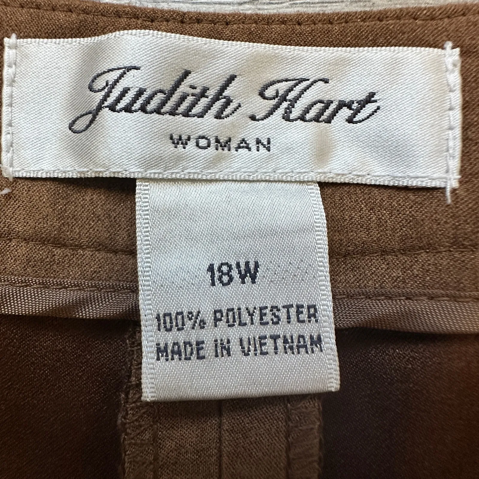 VTG Judith‎ Hart Suede Feel Trousers Monochrome Chocolate Brown 18W Straight Leg - Image 11