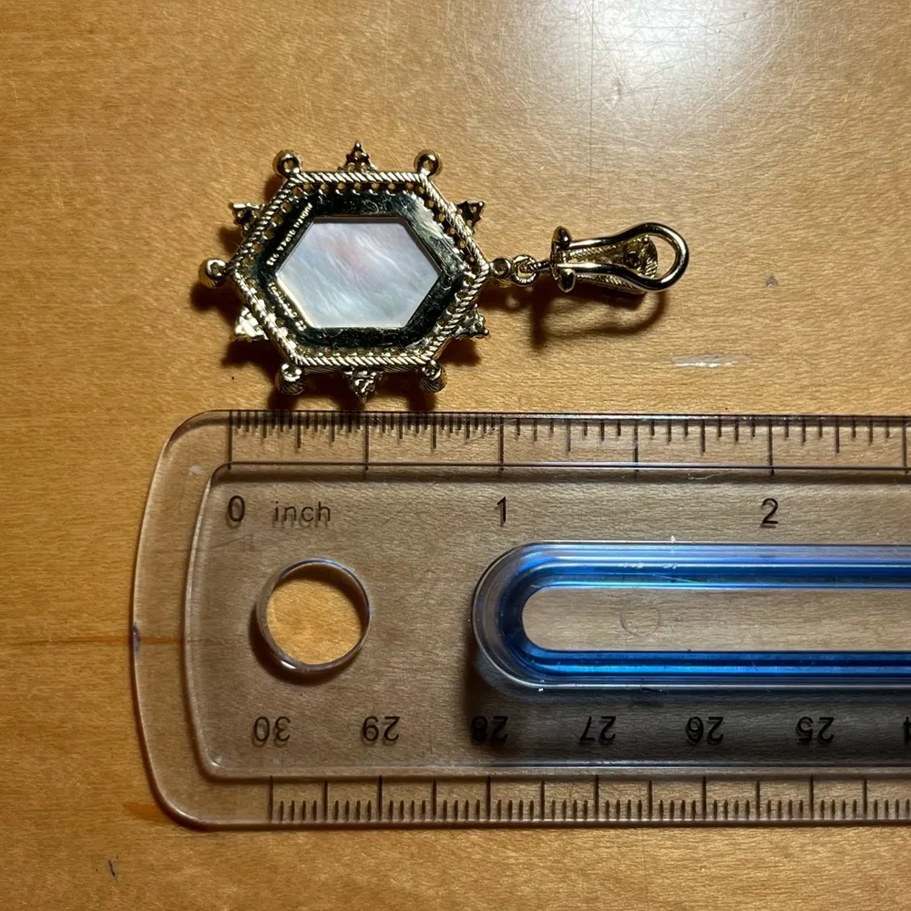 14K Sterling Silver Clad Diamonique & Mother of Pearl Earrings RARE - Image 16