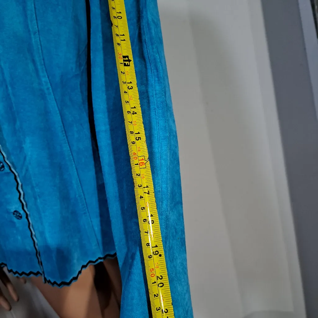 BOB MACKIE 100% Leather Tuquoise shirt size 8 - Image 5