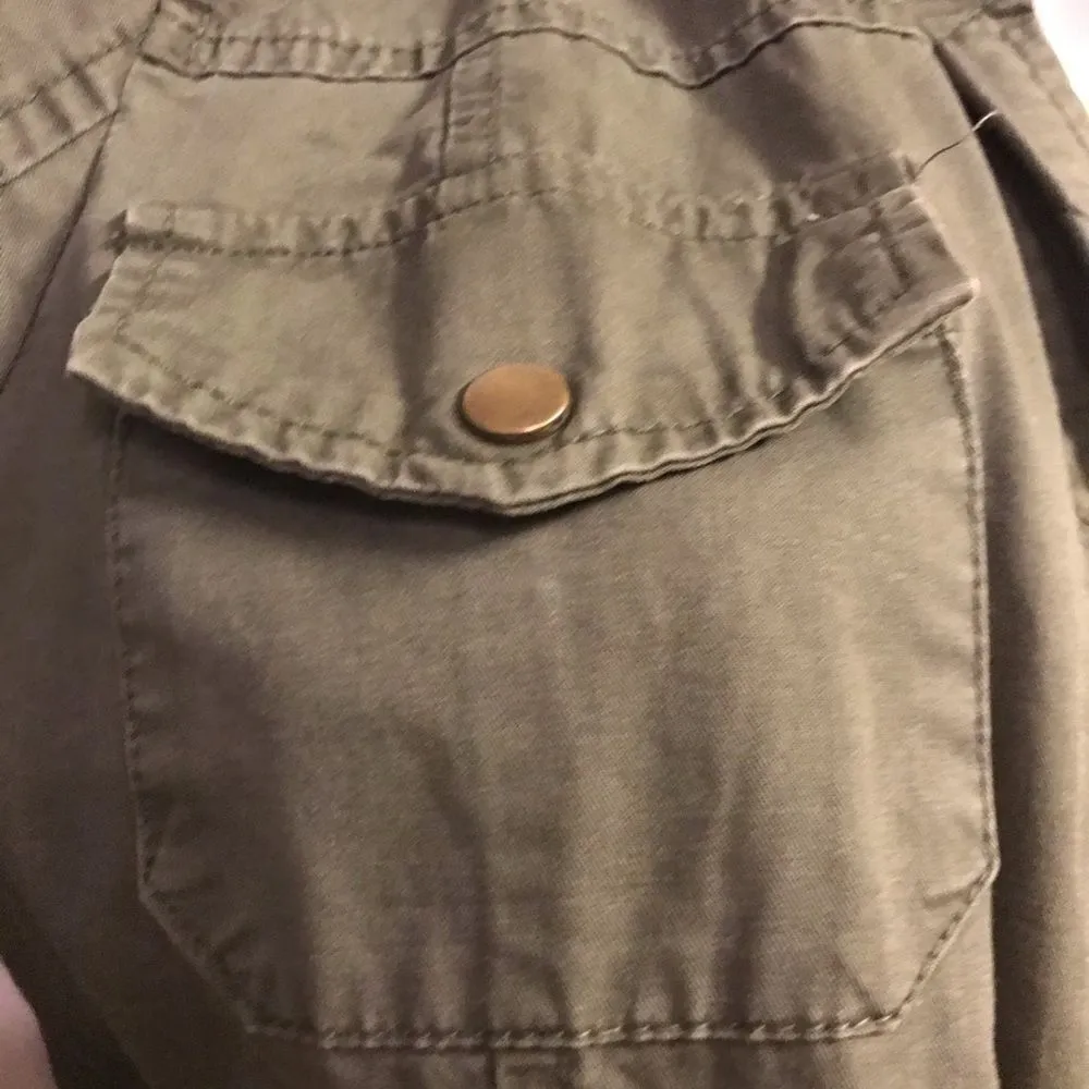 Utility Cargo Hooded Long Sleeve Zippered Jacket by New Look Army Green Medium - Image 10